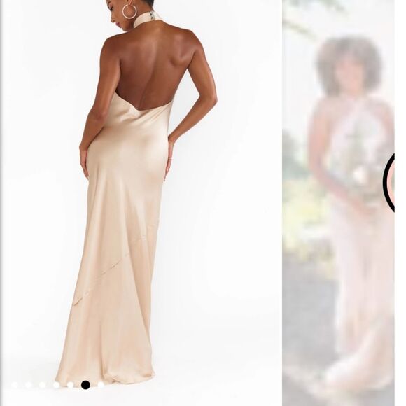 New show me your mumu champagne jasmine halter maxi twist neck dress gown - Picture 2 of 13